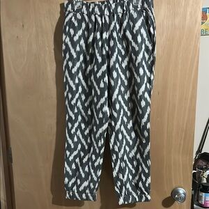 J. Crew Gray and White Joggers with Elastic Waistband